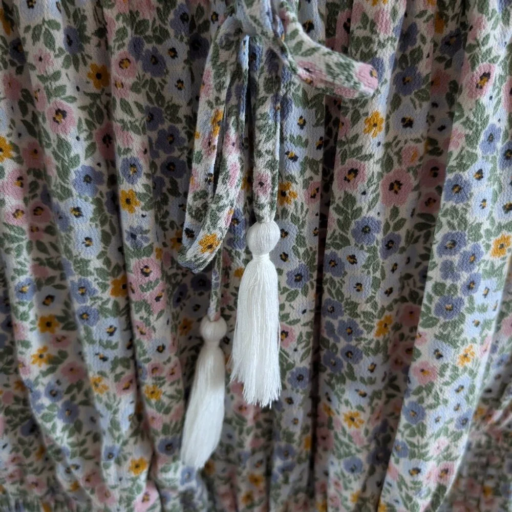 American Eagle Floral Romper Pastel Elastic Waist Small Cottagecore Feminine - Picture 5 of 11